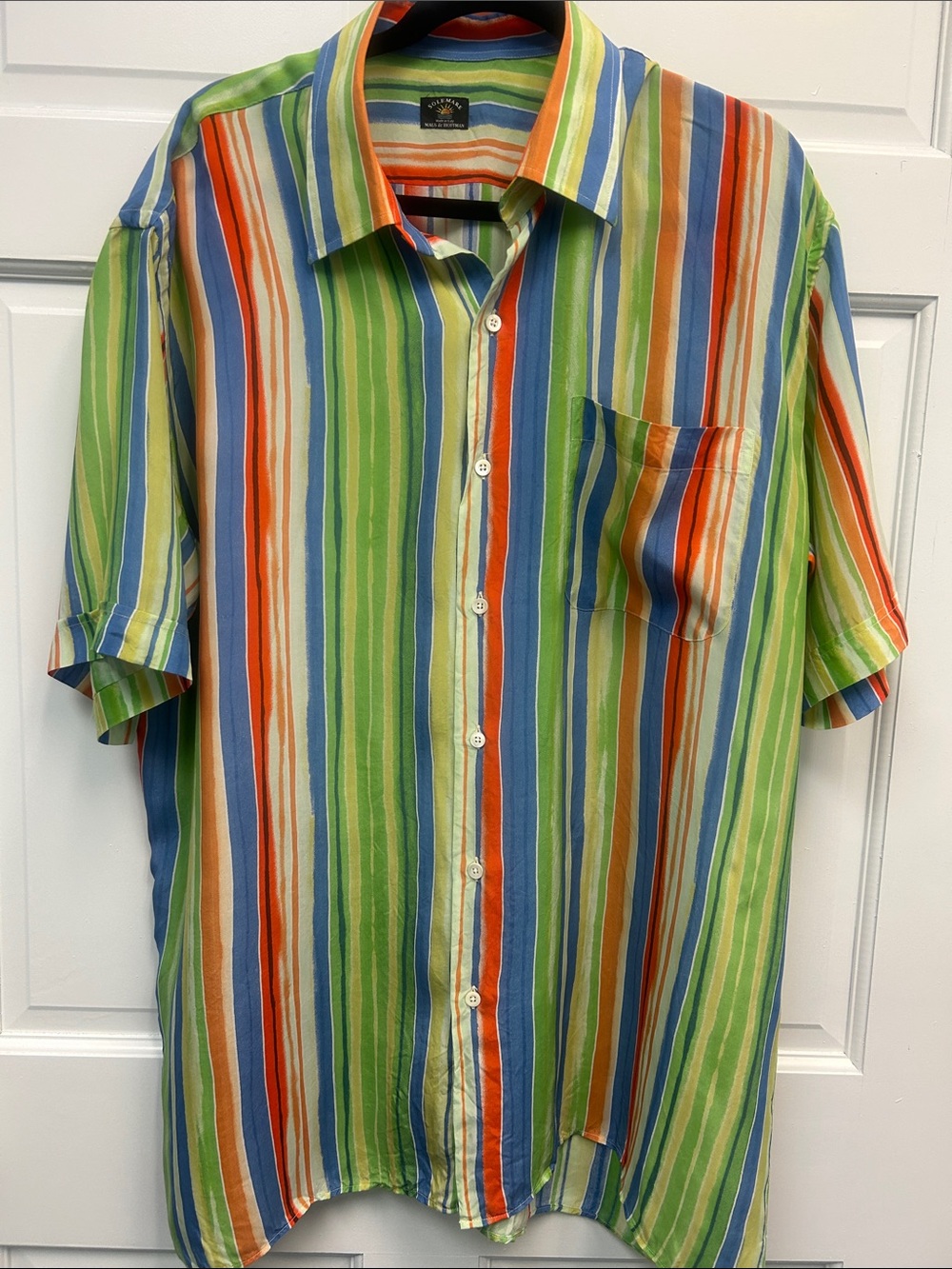 Maus & Hoffman Solemare Made in Italy Colorful Striped Cupro Short Sleeve Shirt
